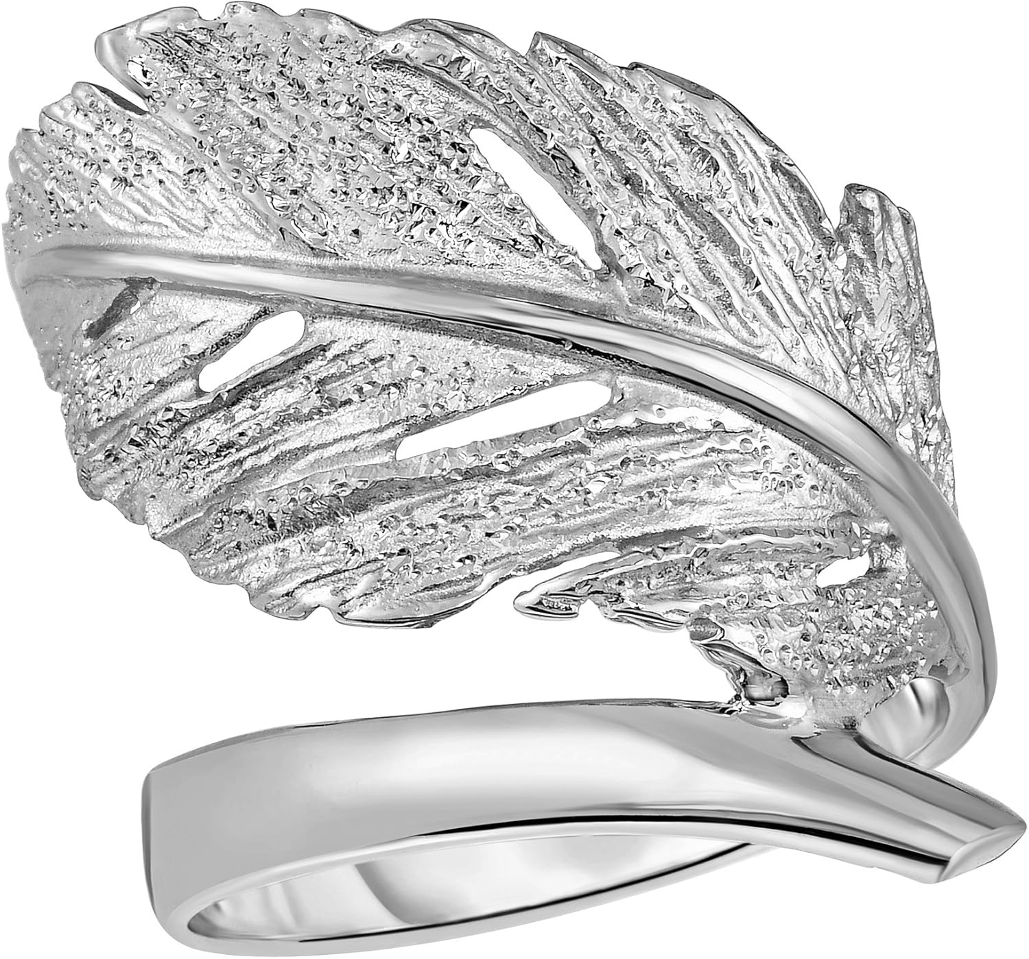 Amazon Com Sterling Silver Leaf Design Ring Size 7 Jewelry