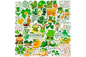 50 Pcs St Patricks Day Stickers St.Patricks Day Shamrock Stickers for Water Bottle Laptop Computer Phone Saint Patricks Stick
