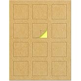 30 Sheets, 2" x 2" Square Kraft Labels Stickers with Print Template - Letter Size (8.5 x 11)