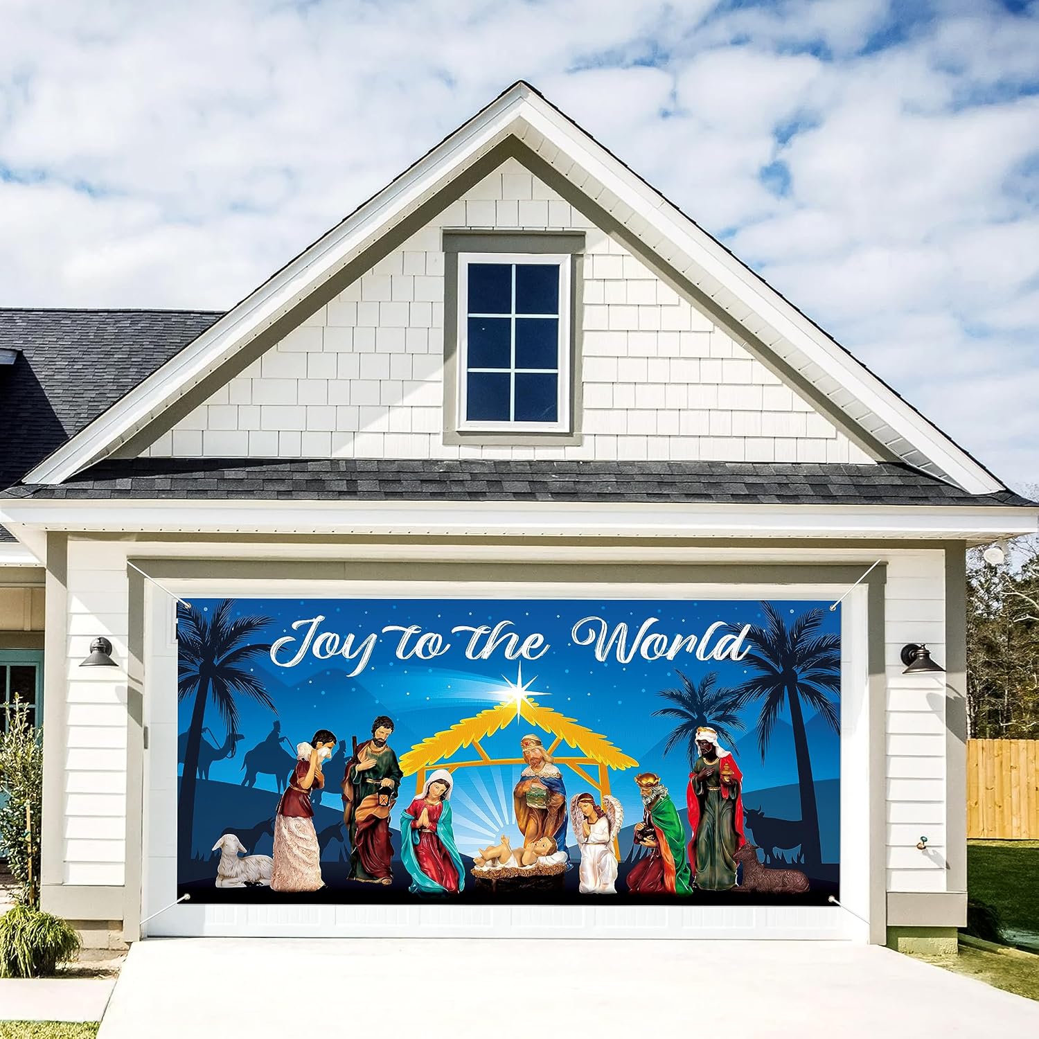 Garage Door Decorations - Christmas Garage Door Banner Decorations: Large Nativity Scene Cover Outdoor Holiday Decor