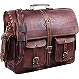 Vintage Leather Messenger Bag - 18 Inch Full Grain Leather Briefcase For Men