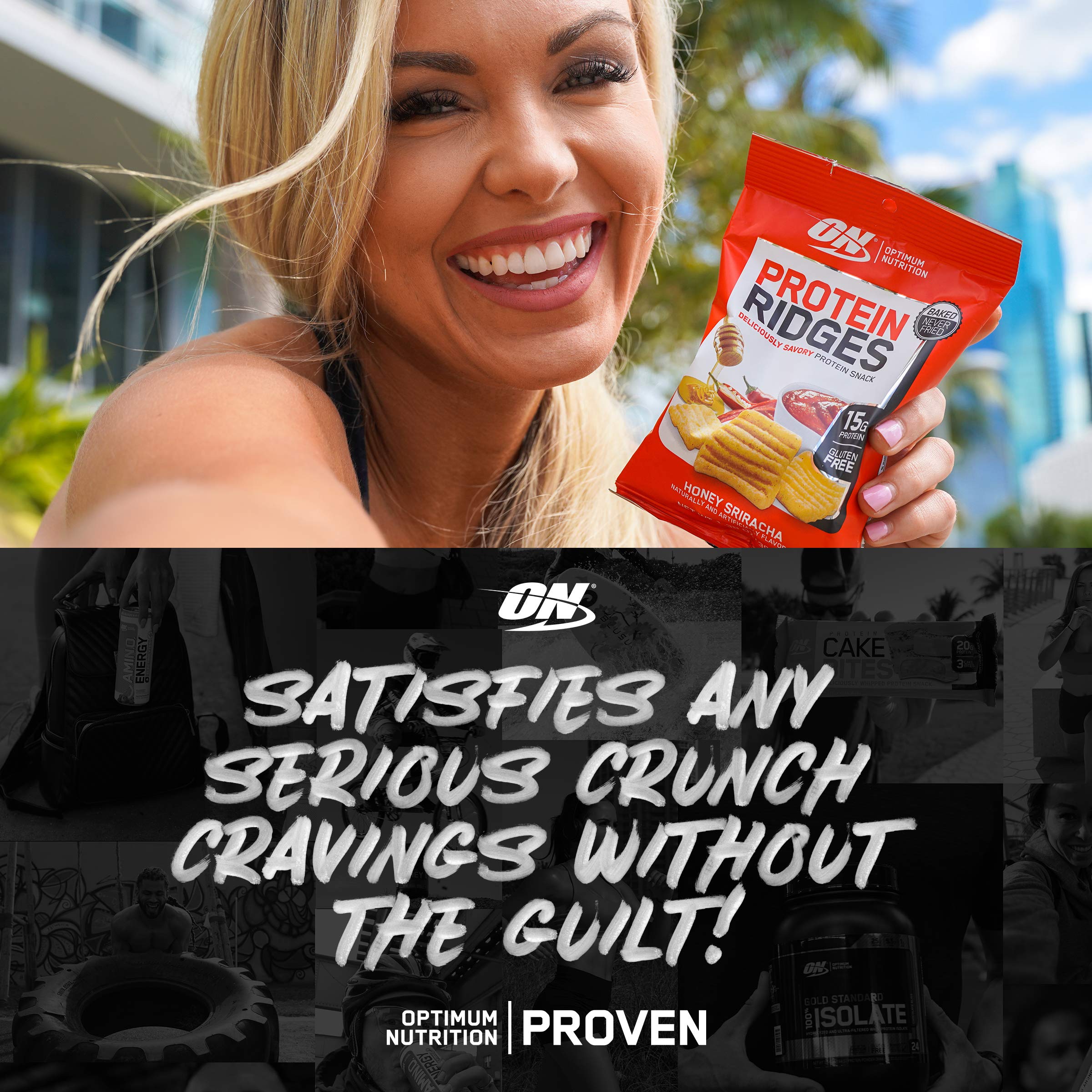 New! Optimum Nutrition High Protein Ridges, Baked Chips, Savory Snack