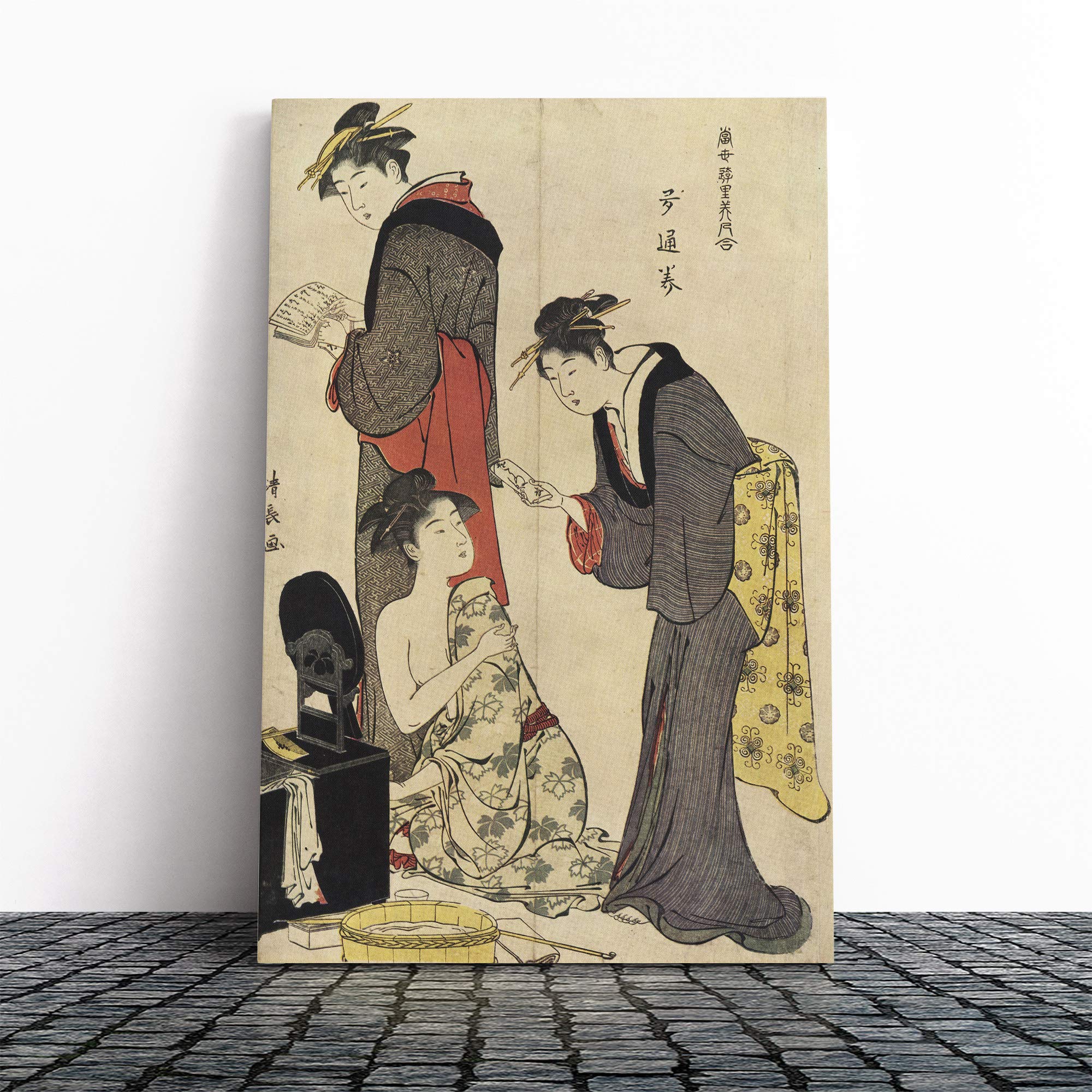 Wall Torii Kiyonaga Vintage Japanese Oriental Art (2) Canvas Print | Gallery Wrapped 30mm Frame Wall Art | 20x14 inches | Ready to Hang | Asian Picture | Living Room Bedroom Lounge Office