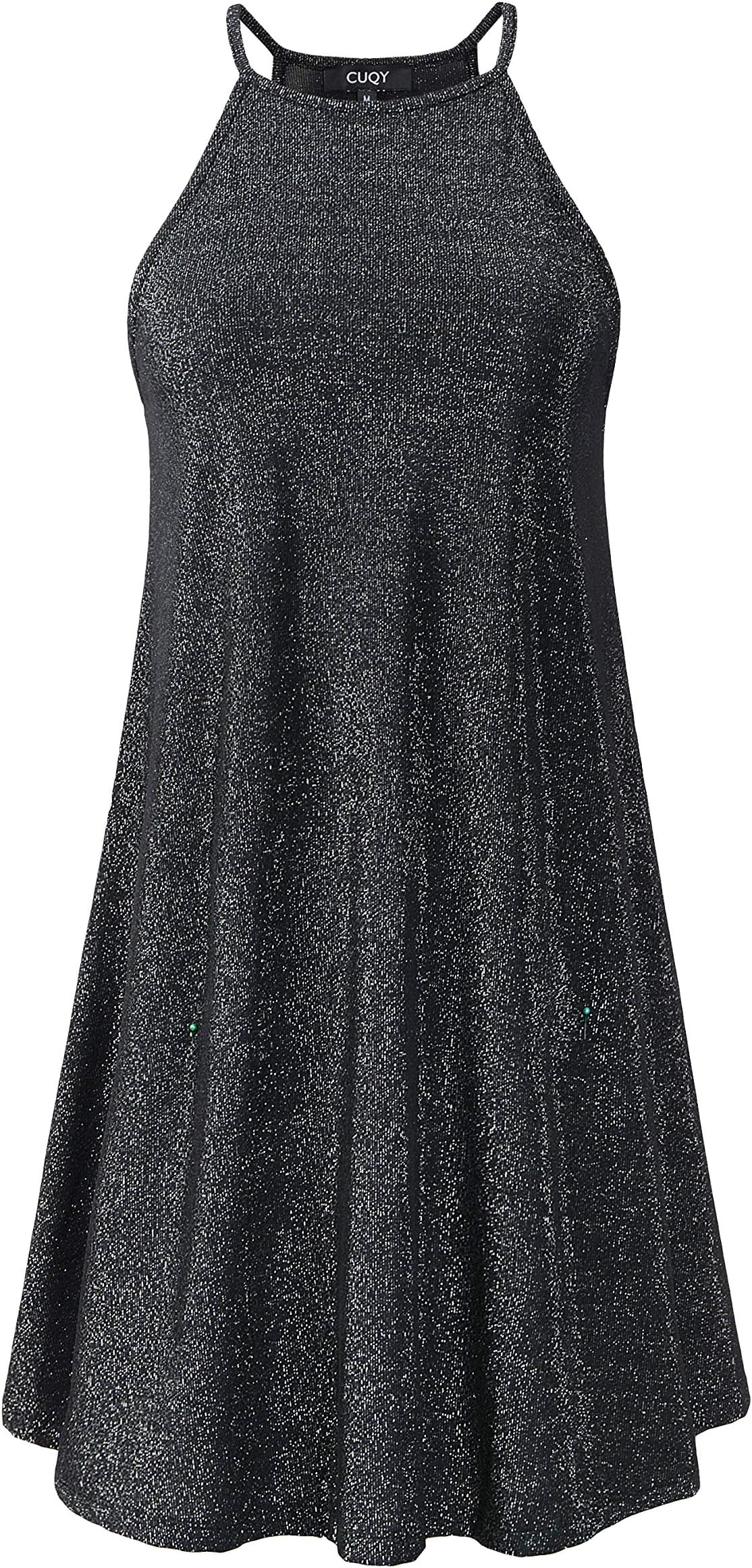 CUQY Womens Sequined Cocktail Teen Dress (Black, XL)