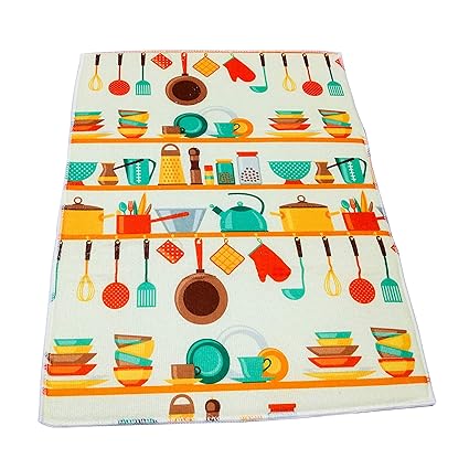 Home-EZ Kitchen Drying Mat - Microfiber Based - Size 50cm x 38cm / 20in x 15in - for Drying Washed Plates, Katori, Cutlery, Kadai, Glasses etc. (Kitchen Tools)