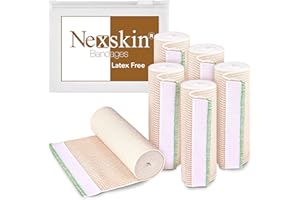 Premium Elastic Bandage Wrap (6” Wide, 6 Pack) - Nexskin Latex Free Athletic/Medical Compression Bandages Hook & Loop Fasteners at Both Ends - Lifetime Washable & Reusable Bandages