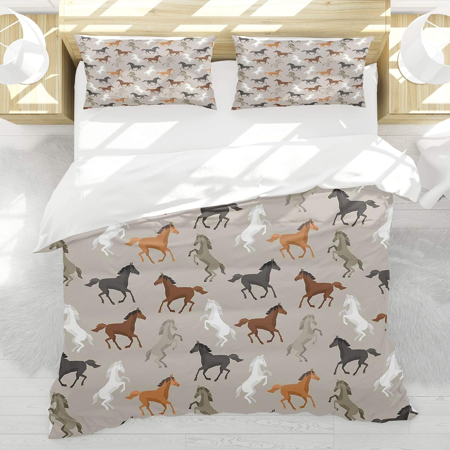 BEDNRY Juego de Ropa de Cama,Caballos Sementales Abstractos Diseño