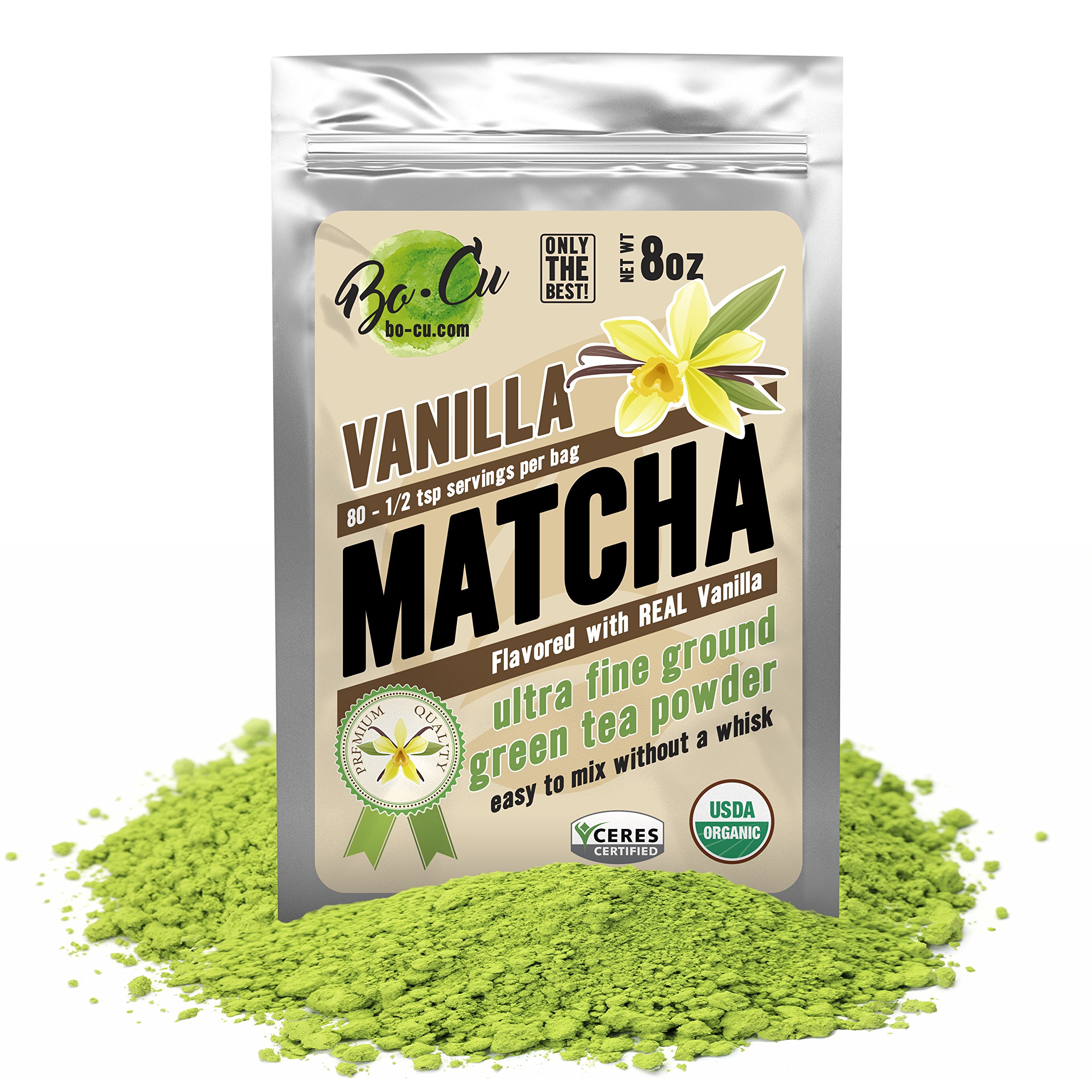 Vanilla Organic Matcha Green Tea Powder 80 Servings, 8 oz 2