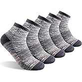FEIDEER Men's Women's Hiking Walking Socks, Unisex Moisture Wicking Cotton Cushion Ankle Quarter Crew Socks with Arch Support