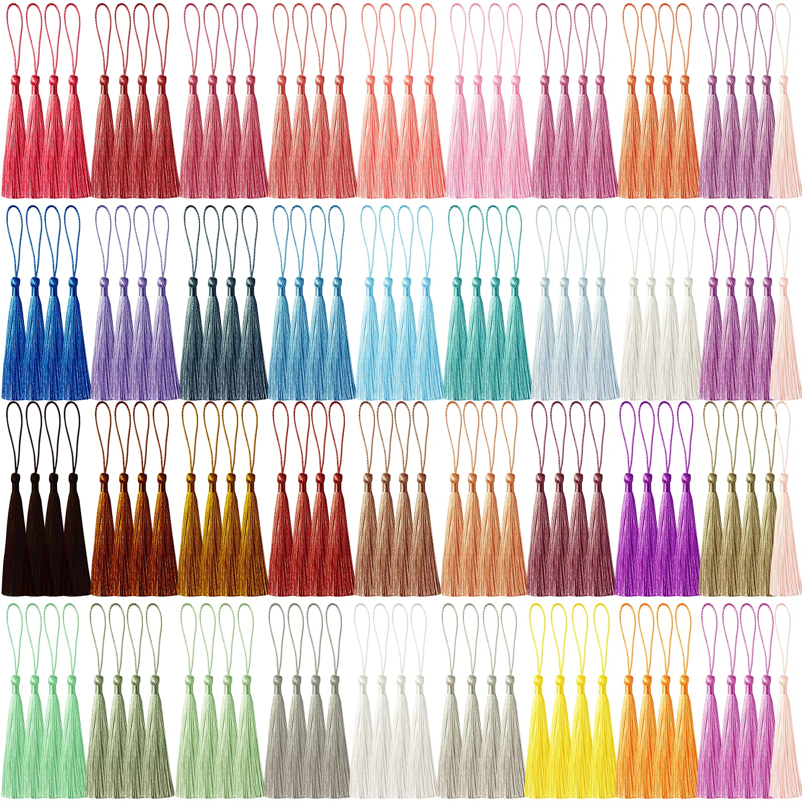 Photo 1 of MUXGOA 148 Pcs Bookmark Tassels for Crafts,Key Chain Mini Tassels for Jewelry Making & Graduation Book Marks(37 Colors, 4 Pcs of Each)