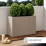 CASARIA Flower Box 3 Inner Pots Polyrattan Rectangular Planter Cream view 6