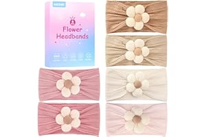 lucdnc 6 Pcs Baby Girls' Headbands Gifts for Newborn Infant Toddler Handmade Soft Comfortable Elasticity Nylon Baby Flower Hairbands Essentials Accessories