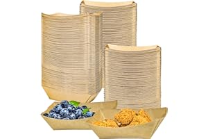 MotBach 180 Pack 1/2 lb Disposable Kraft Food Paper Trays, Small Eco-Friendly Paper Take Out Food Serving Boats Mini Paper Serving Trays for Party Snacks French Fries Nachos Tacos BBQ (Brown)