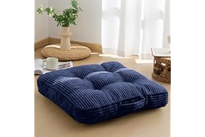 HIGOGOGO Washable Floor Pillow Cushion for Adults, Meditation Cushion Pillow, Large Square Floor Sitting, Removable Tufted Corduroy Cover, for Tatami Living Room or Yoga, 22x22 Inch, Machine Washable