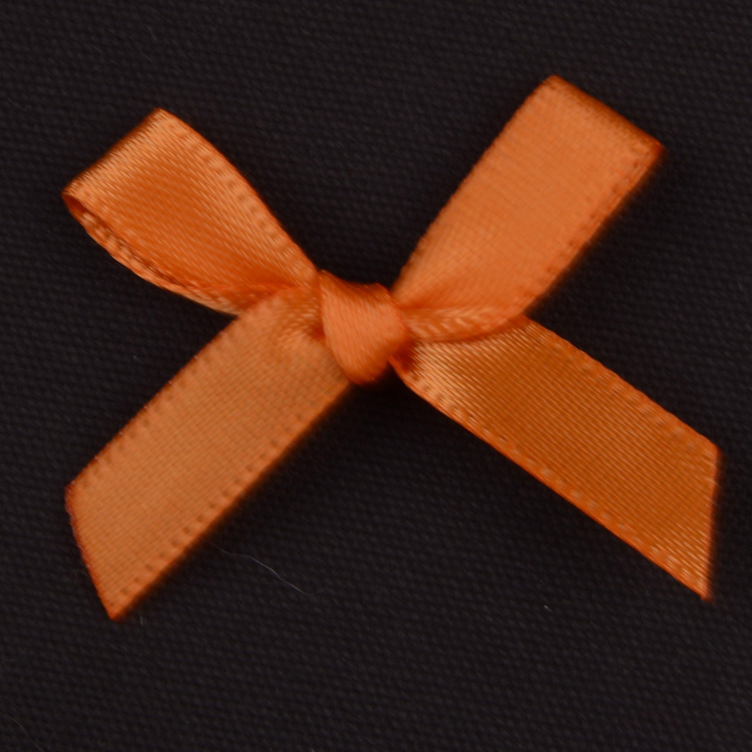 various colours of 100 satin 7mm ribbon bows (Orange)