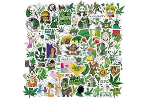 100PCS Stoner Weed Stickers, Vinyl Waterproof Green Marijuana Stickers Pack for Laptop, Water Bottles, Bumper, Phone, Leaves 