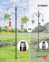 iBorn Bird Feeder Pole 1 Inch Thick, 5-Prong Stabilizer, 4 Top/Adjustable Hooks view 5