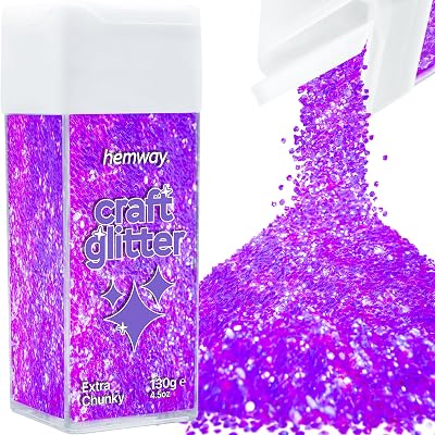 Hemway Fluorescent Purple Glitter Shaker Extra Chunky 130g