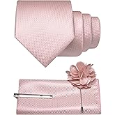 JEMYGINS Mens Tie and Lapel Pin with Pocket Square Tie Clip Sets for Casual and Business 4PCS