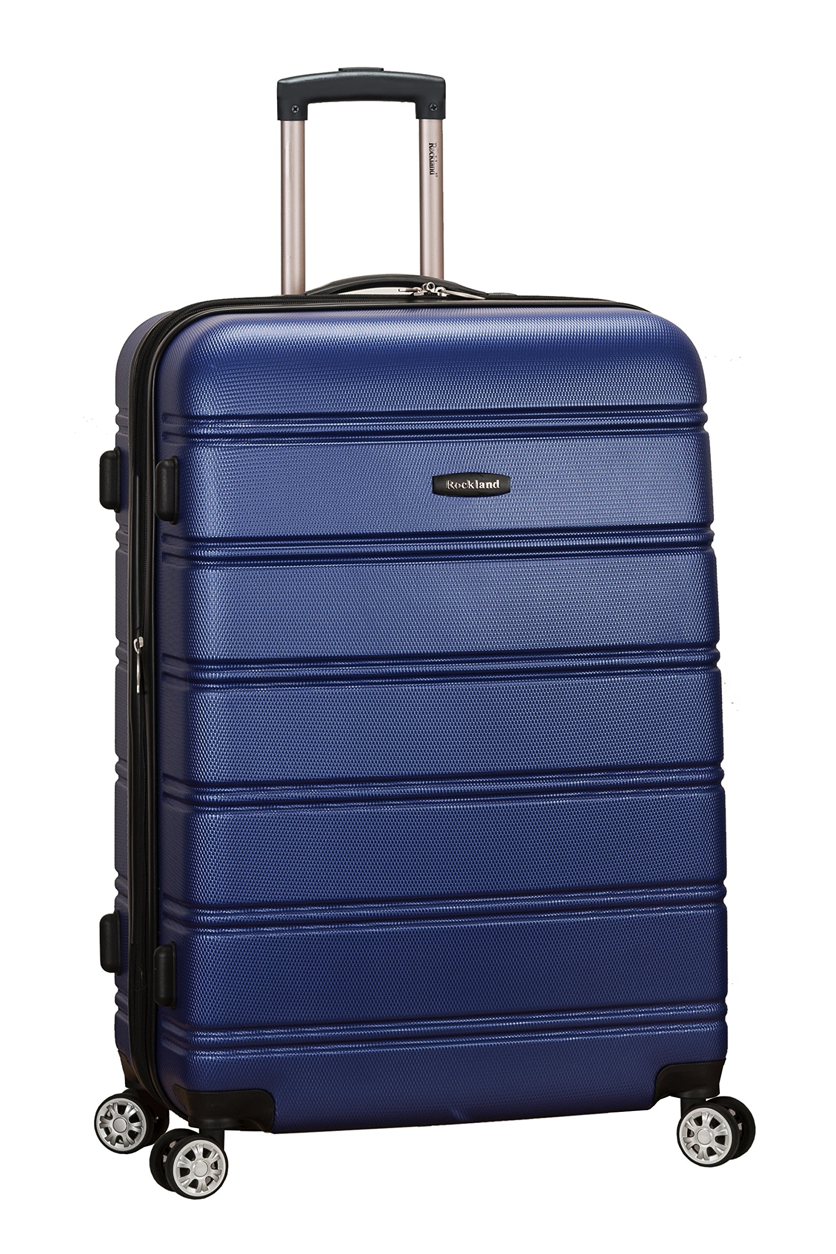 Rockland Melbourne Hardside Expandable Luggage with Spinner Wheels, Blue, Checked Large 28