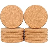 12 Pack 0.4" Ultra Thick Cork Coasters for Drinks 3.9" Diameter Febwind Large Coaster for Drink Absorbent Heat Resistant Round Edge Coasters Reusable Saucers for Hot&Cold Drink