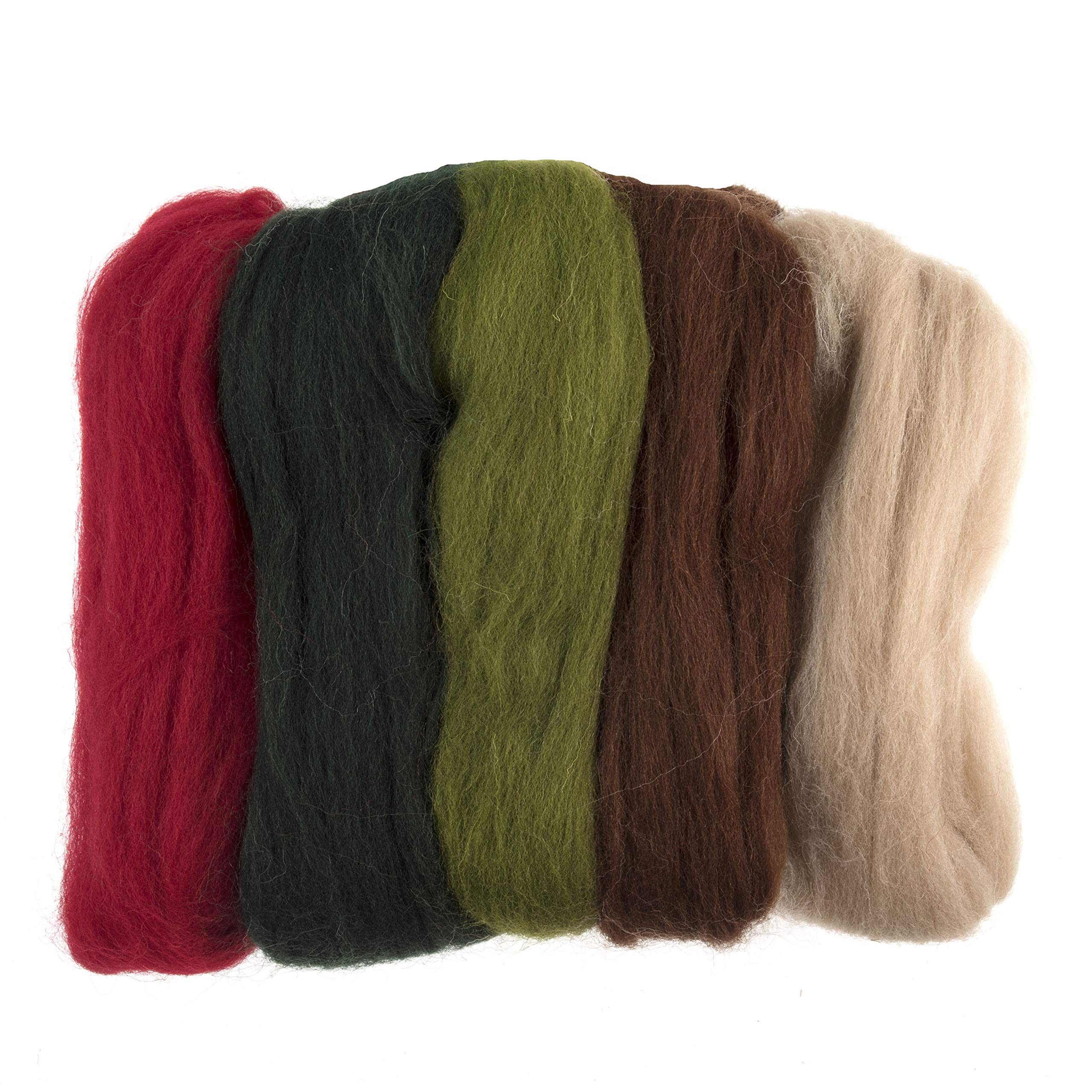 Trimits Natural Felting Roving Wool, Assorted Christmas, 50 g