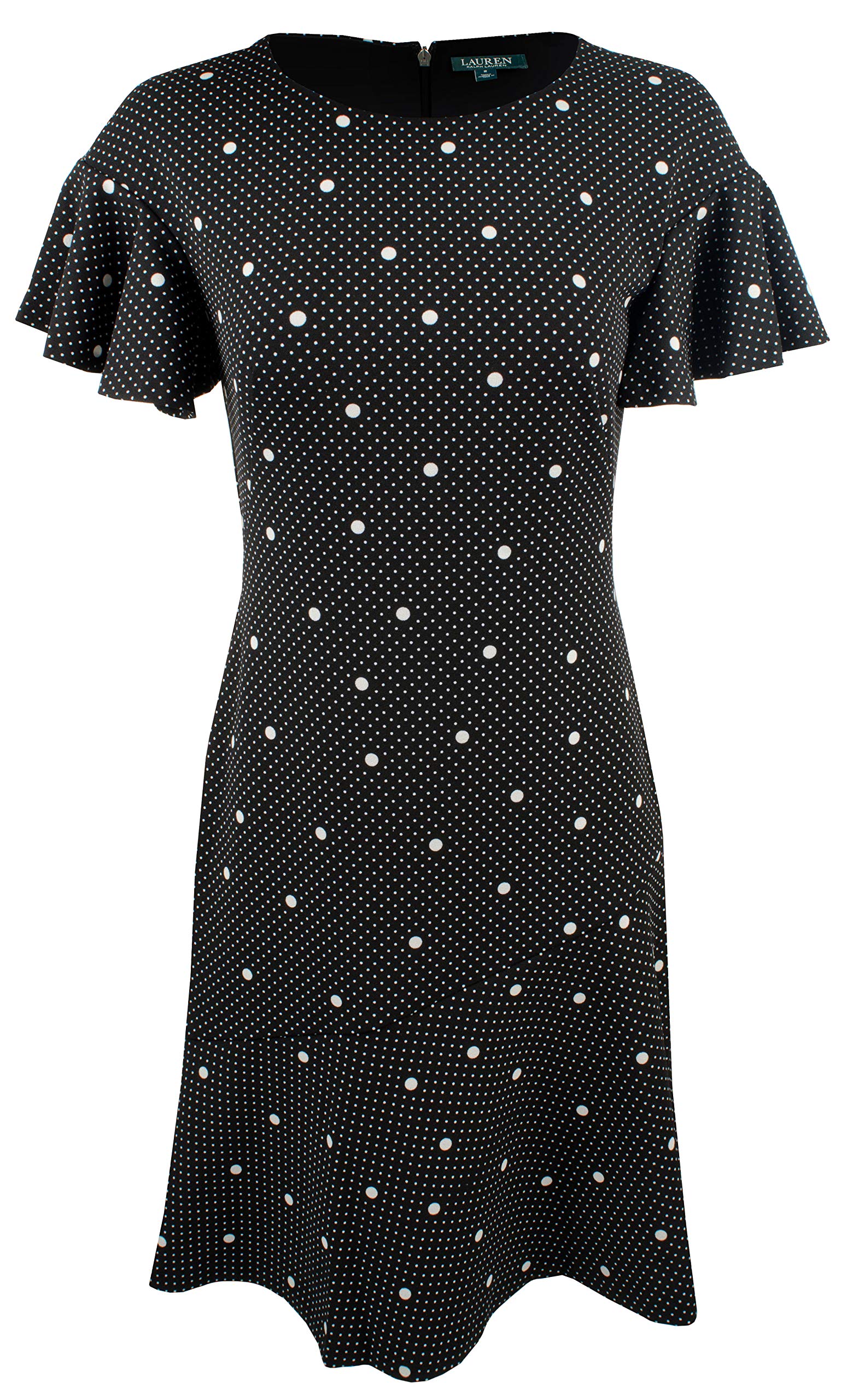LAUREN RALPH LAUREN Womens Kayson Printed Above Knee Wear to Work Dress B/W 12 Black