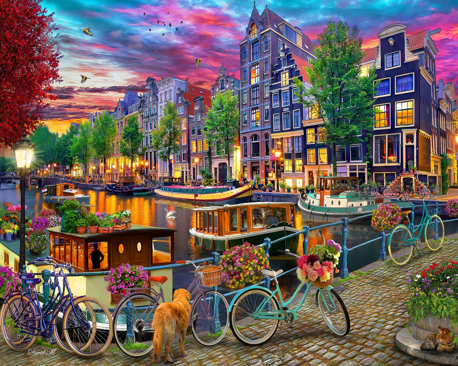 Vermont Christmas Company 'Amsterdam Canal' Jigsaw Puzzle 1000 Piece - Large Pieces - Fully Interlocking & Randomly Shaped Pieces