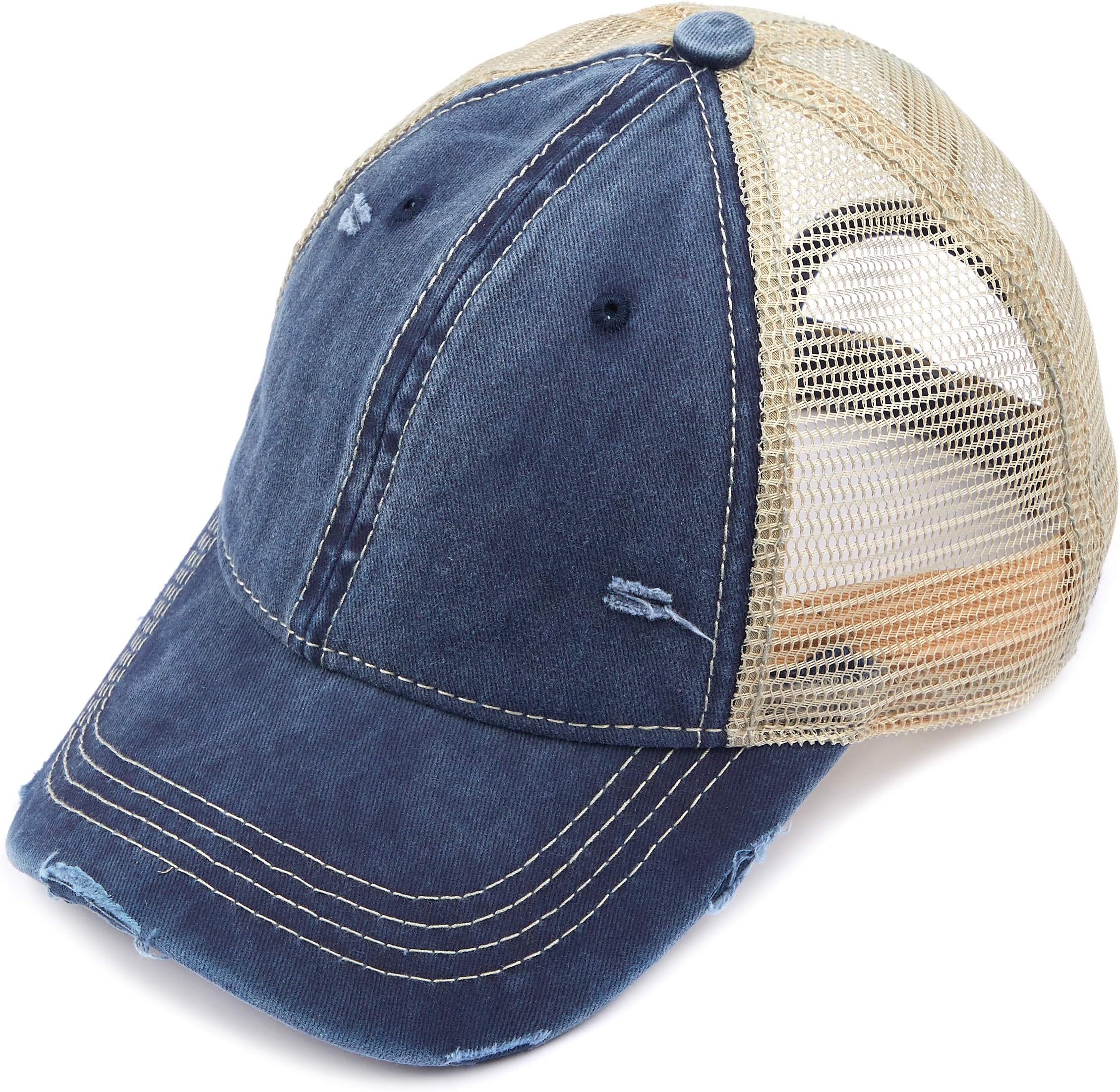 Distressed Washed Denim Fabric America Flag Patch Trucker Baseball Cap (BA-912)(BA-914)
