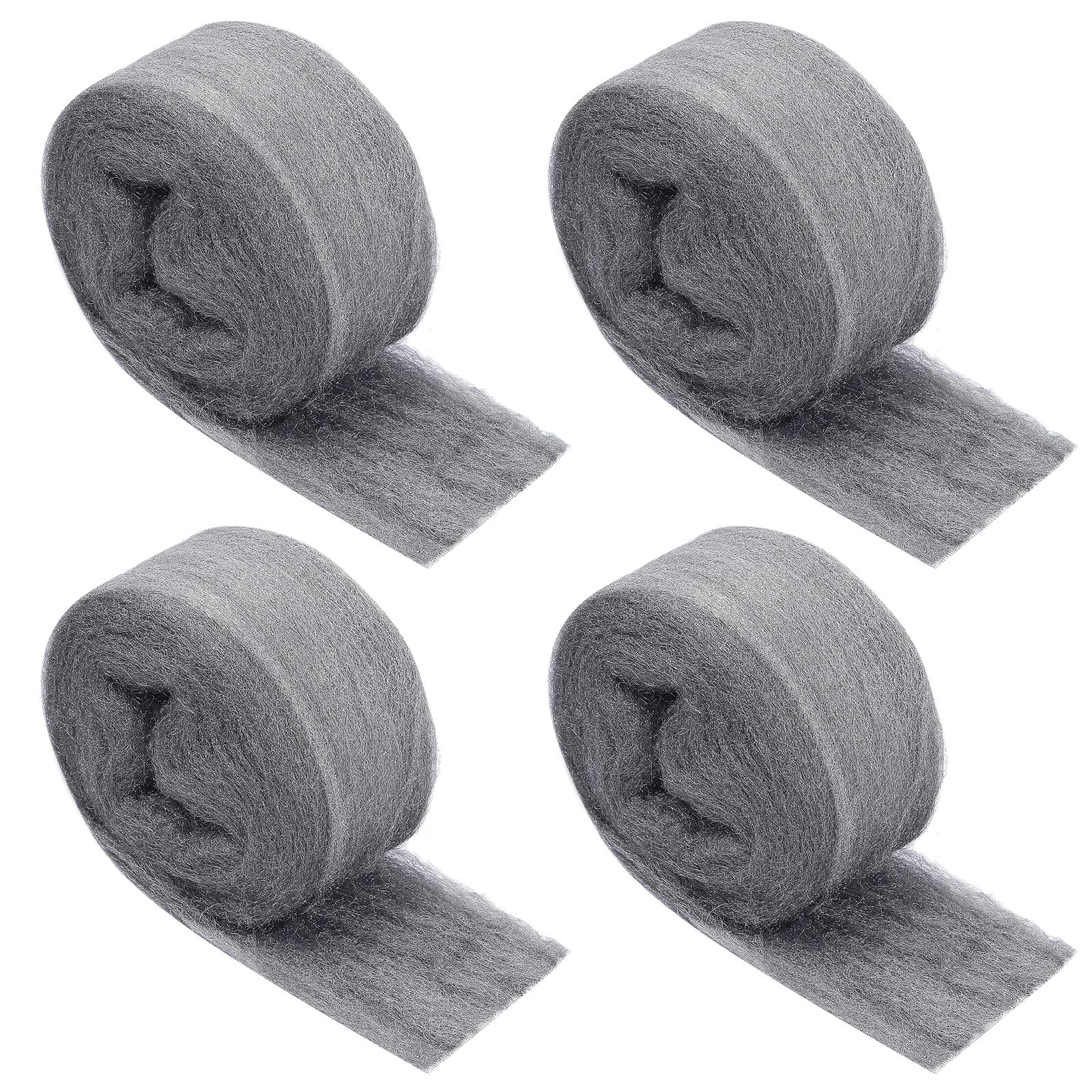 4 Pcs Steel Wool Mice, Bolatus Wire Wool 0000 Fine Steel Wool Rodent Control Stops Rats and Mice Steel Wool Tool Gap Blocker Insect Pest Proofing Hardware Cloth(ca.2M)