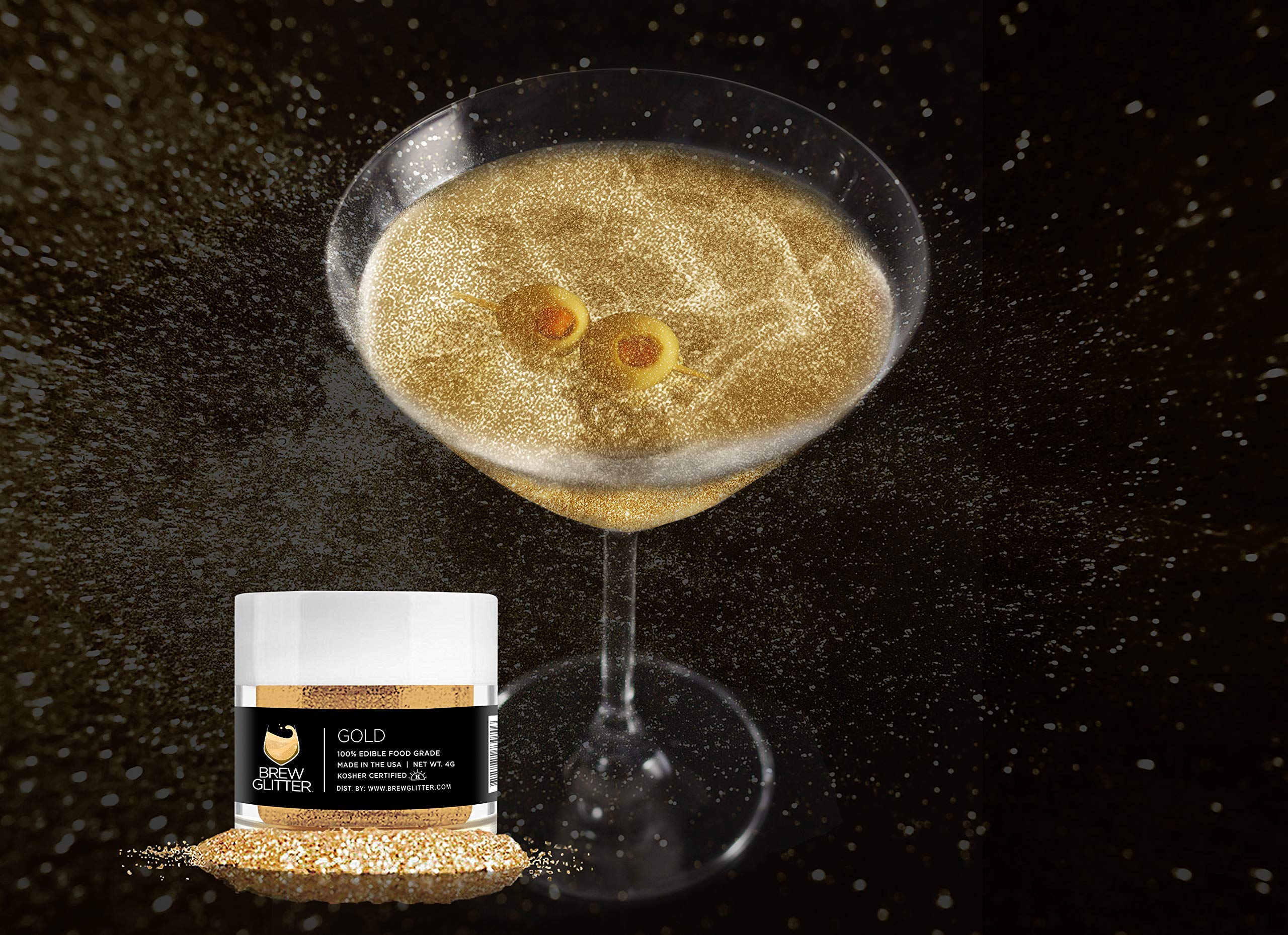 Brew Glitter (1x 4g Jar) | Edible Glitter for Drinks, Cocktails, Beer, Garnish & Beverages (Gold)