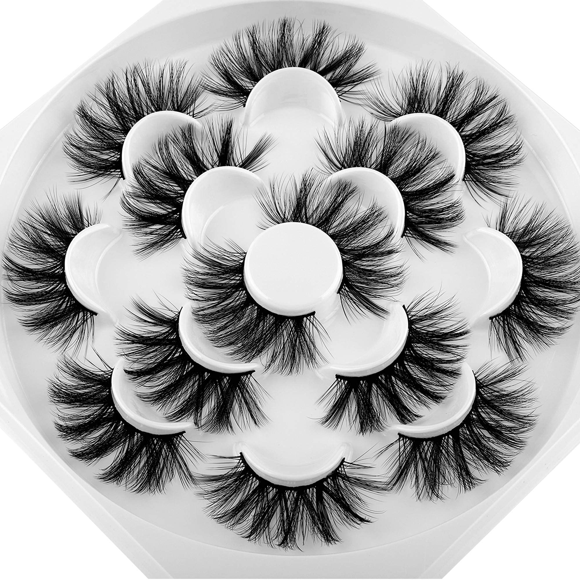 Ruairie False Eyelashes, 20mm Faux Mink Lashes Fluffy Natural Volume Fake Eyelashes 7 Pairs Strip Lashes