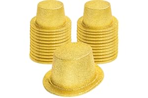 Hillban 24 Pcs Mardi Gras Glitter Top Hat Bulk Bowler for Adults 1920s Dress Glitter Hats for Masquerades Party