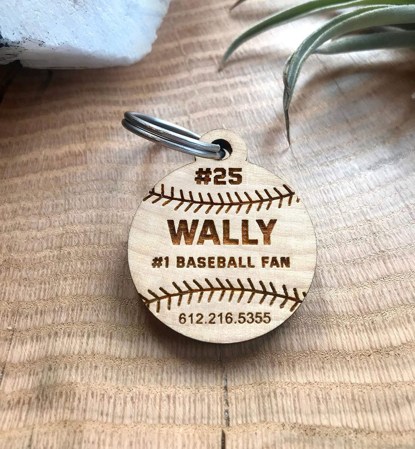 Custom Engraved Wood Dog Tag, Unique Wooden Dog Tag