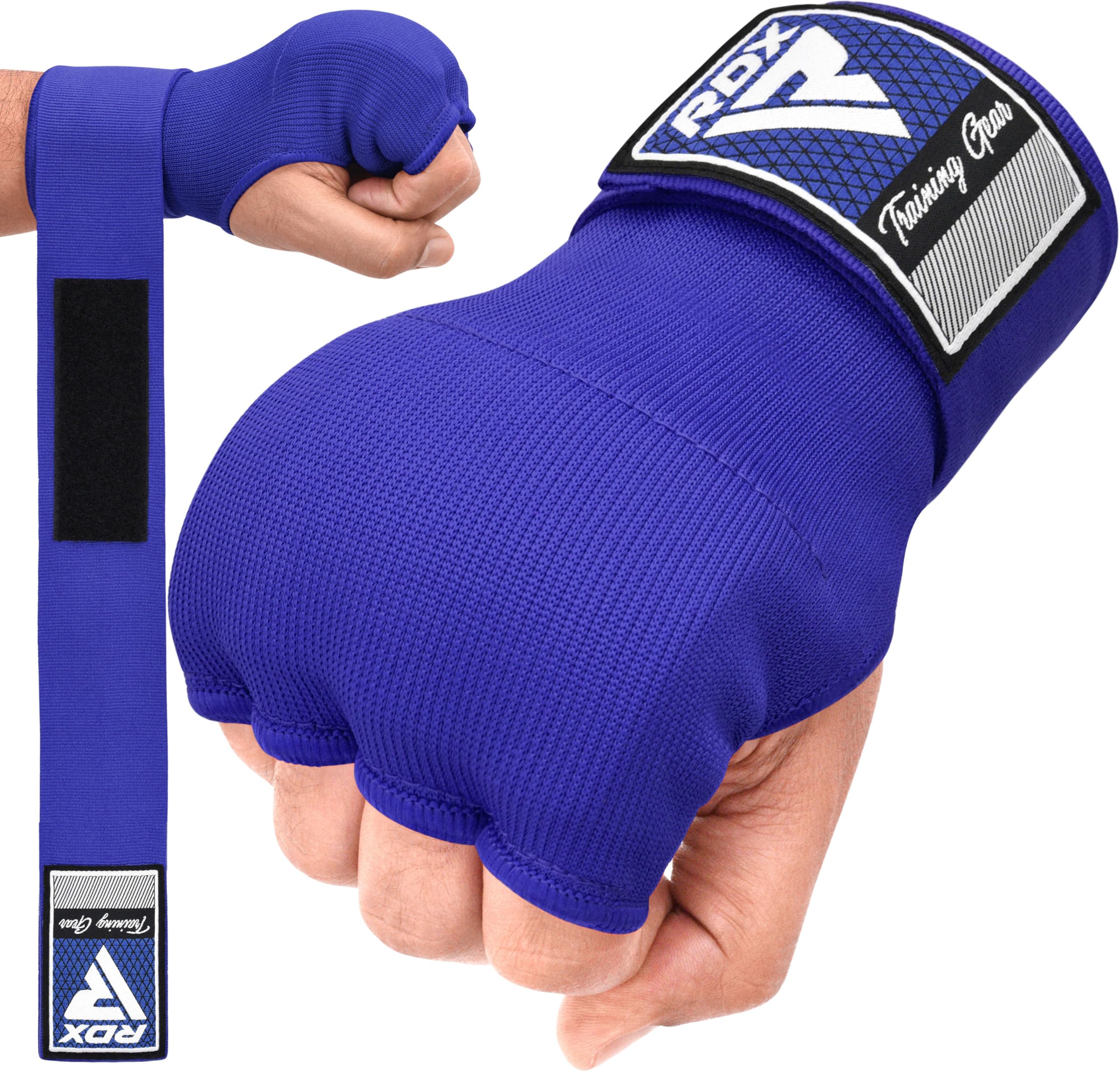 RDX boxing elastic inner gloves, MMA, boxing bandages, gloves, thumb loops, Multicolor (Blue/Gold), X-Large