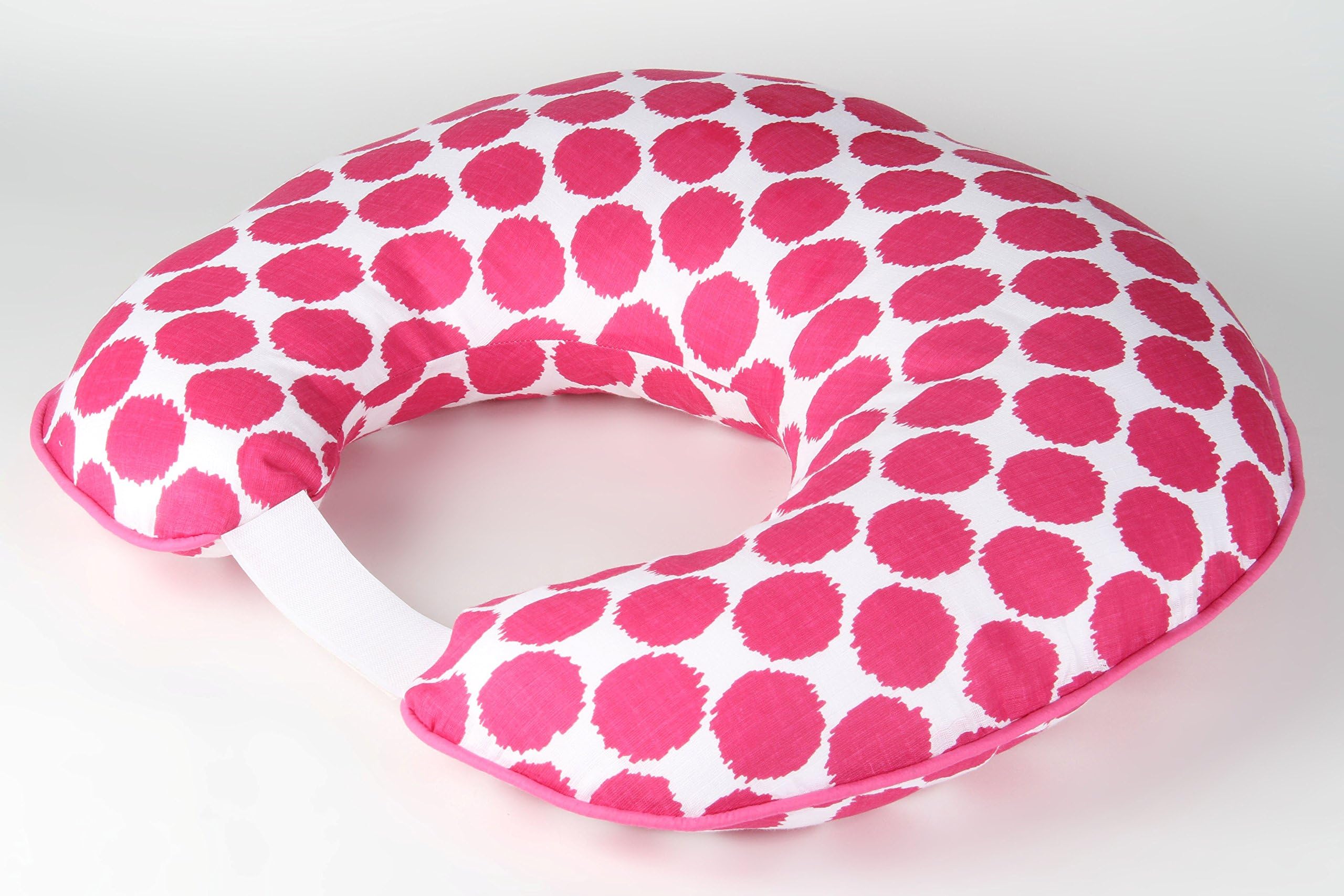 Bacati Ikat Dots Muslin Fabric Hugster Nursing Pillow with Insert OR Nursing Pillow Cover Only (Nursing Pillow with Insert, Bright Pink)