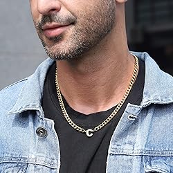 DuoDiner Z Letter Necklace Initial Cuban Link Chain