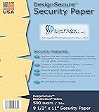 8.5 x 11 Simpson Security Papers DesignSecure Basketweave Yellow 24# Security Paper, 500 Sheets