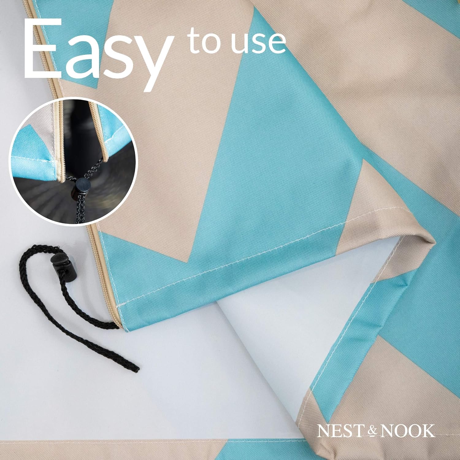 Nest Nook Patio Umbrella Cover Blue Creme Chevron Outdoor Waterproof Parasol Umbrella Covers With Zipper For 7 To 11 Ft Umbrellas Umbrella Covers