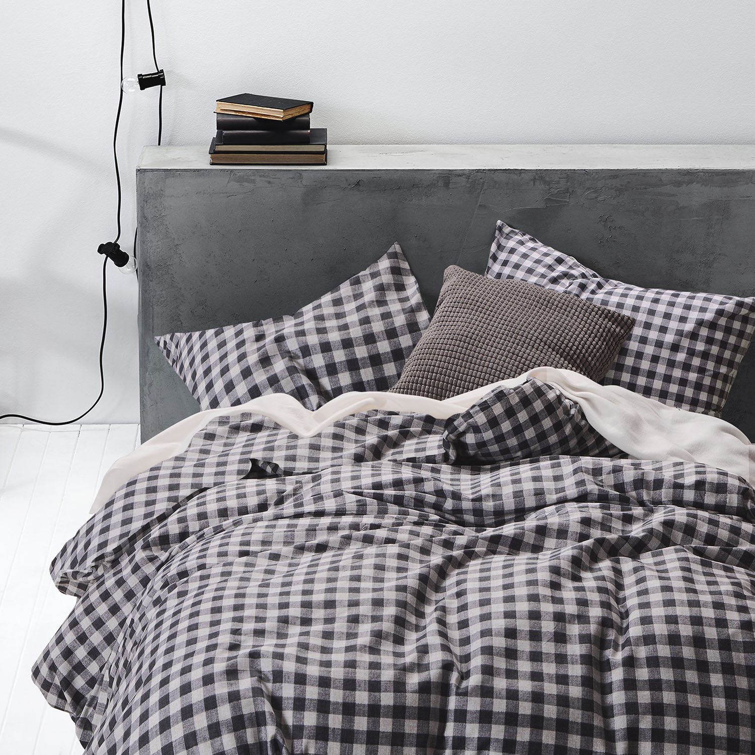 Checker Duvet Cover Set 100 Cotton Bedding Gray Grey Buffalo Check