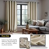Deconovo Total Blackout Curtains Eyelet Thermal Beige Faux Linen 2 Panels view 3