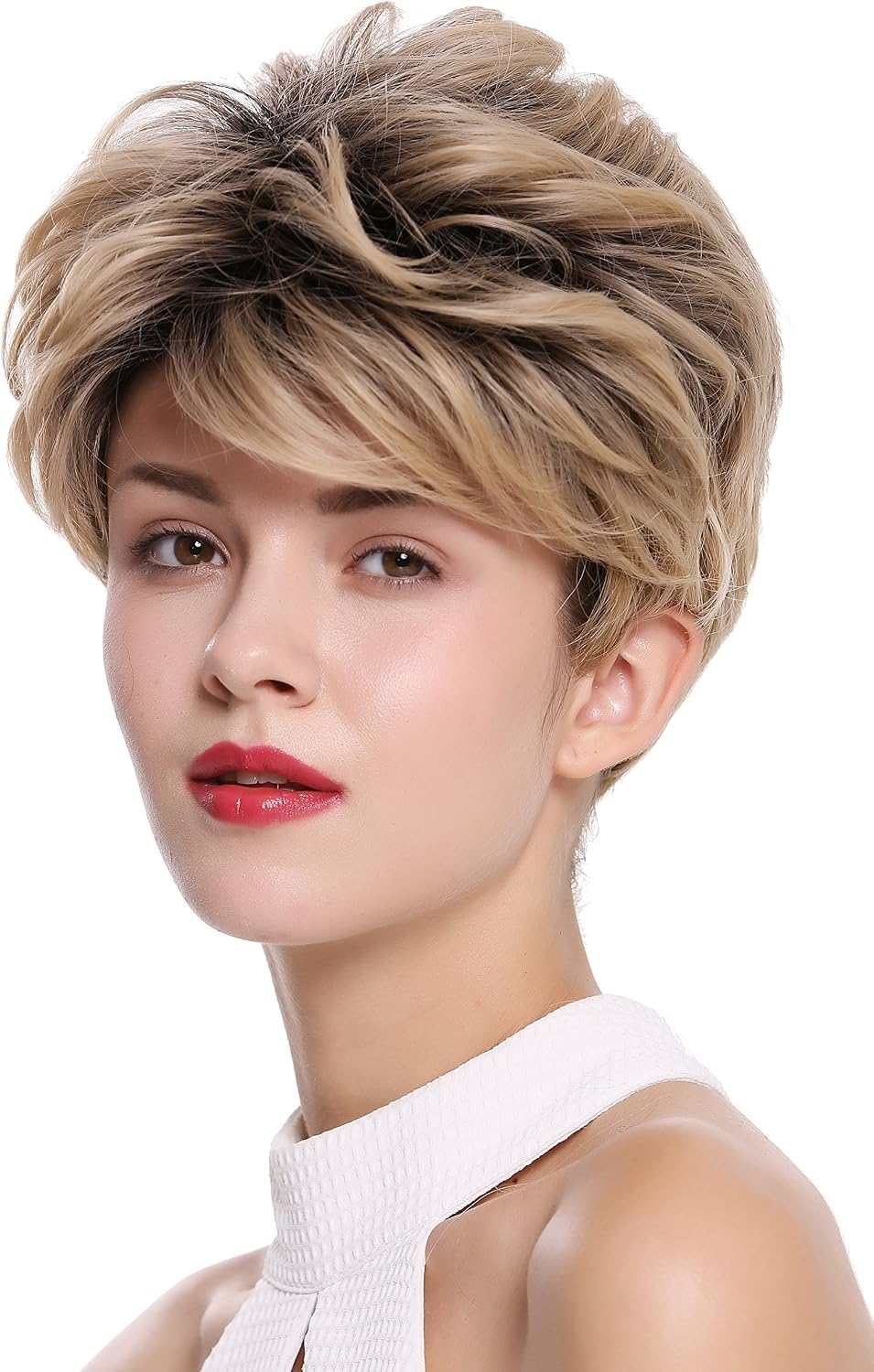 WIG ME UP, DW-2700 Lady Quality Wig Short Voluminous teased wavy black roots with blond mix - Image 4