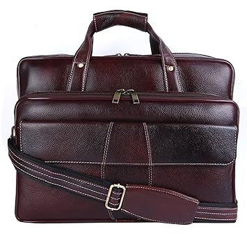 Hileder pure NDM Leather Satchel Laptop Messenger Bag (15.5-inch, Deep Brown)