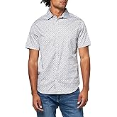 KARL LAGERFELD Men's Button Front Patterned Collared Woven Dress