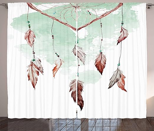 Amazon Com Ambesonne Feather Curtains Watercolor Vibrant Dream