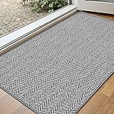 BEISIFLOOR Ultra Thin Door Mat Indoor Entrance 17"x29", Low-Profile Indoor Door Mat, Non Slip Entry Mat Rubber Backing Unique Herringbone Design Inside Doormat Dirt Trapper Entryway Mats, Grey