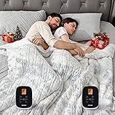WOOMER Heated Blanket Queen Size Electric Blanket 84"x 90", Faux Fur Fast Heating, 10 Heating Levels & 0.5-12H Auto Off, Dual Control, Over-Heat Protection, ETL Certification