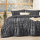 Bedsure Tufted Boho Comforter Set King Size - Dark Grey Boho Bed Set, GentleSoft™ 3 Pieces Farmhouse Shabby Chic Embroidery Bedding, Gifts for Woman, Soft Jacquard King Comforter for All Seasons