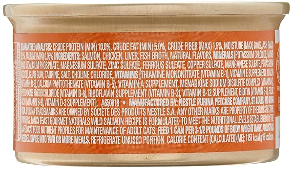 FANCY FEAST PURINA GOURMET NATURALS GRAIN FREE PATE WILD ALASKAN SALMON RECIPE ADULT WET CAT FOOD, 3.00 OUNCE (PACK OF 12)