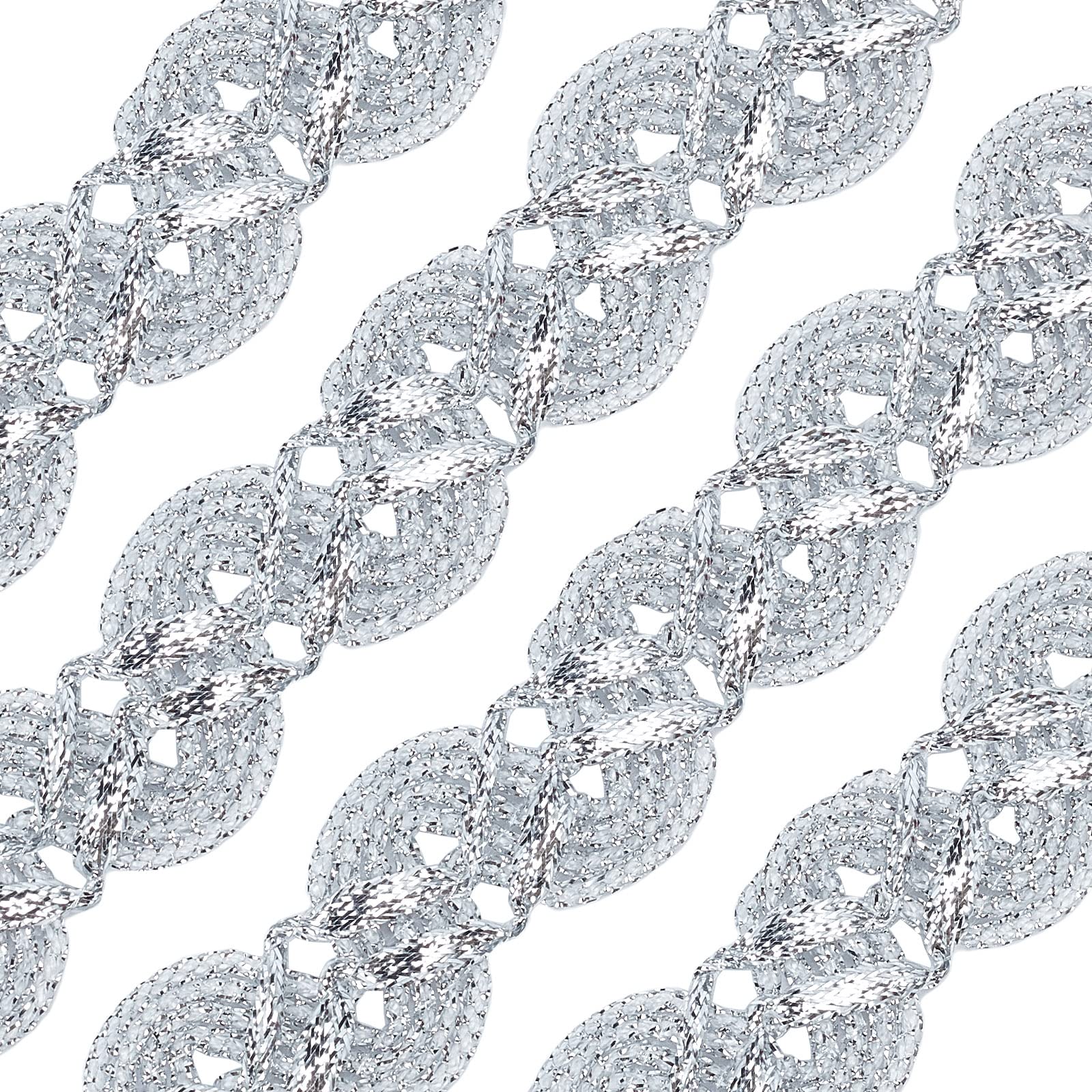 CRASPIRE 20 Yard 3/8 inch Gimp Braid Trim Polyester Silver Metallic Edge Woven S Wave Lace Ribbon Fabric Upholstery Hand DIY Crafts for Gift Cable Ties Sewing Curtain Slipcover Costume Accessories